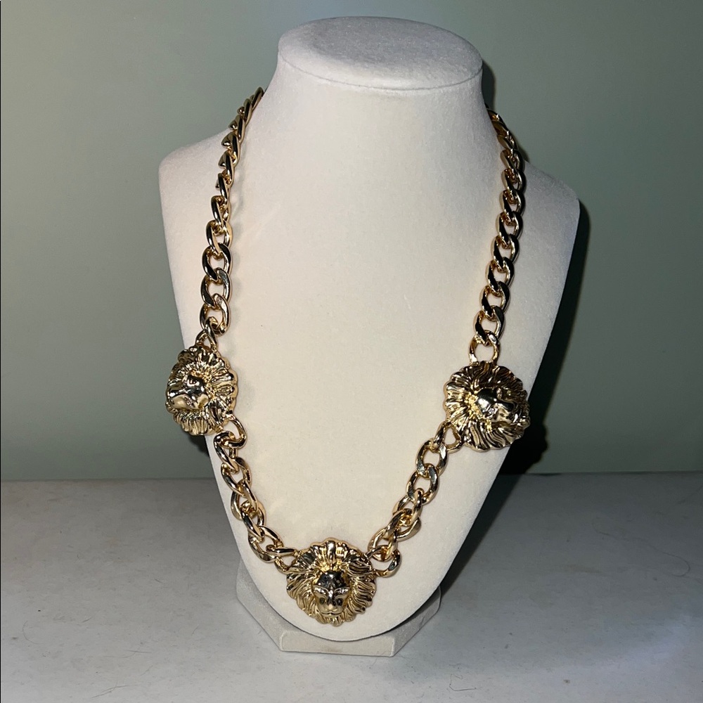 Natasha Couture Gold Lion Charm Necklace